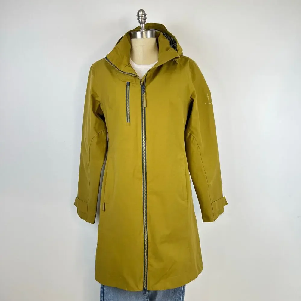 Seasalt Cornwall RAIN Coverack Waterproof Yellow Green Pear Rain Coat Jacket (8) - Picture 4 of 16